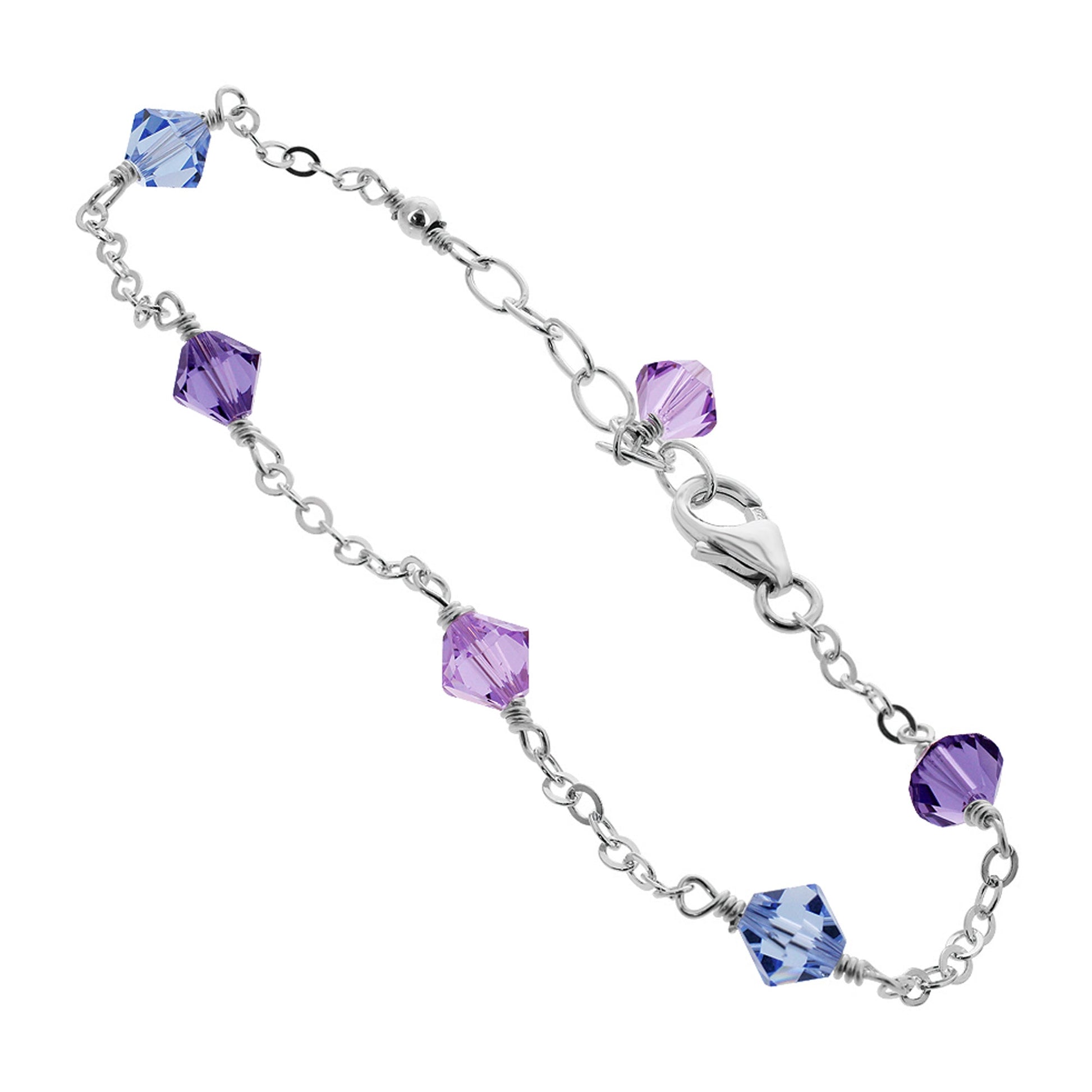 Blue Austrian Crystals 925 Sterling Silver Anklet Ankle Bracelets - Gem Avenue