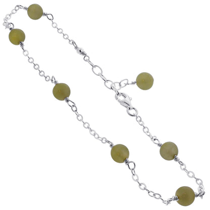 Green Agate 925 Sterling Silver Anklet Ankle Bracelets - Gem Avenue