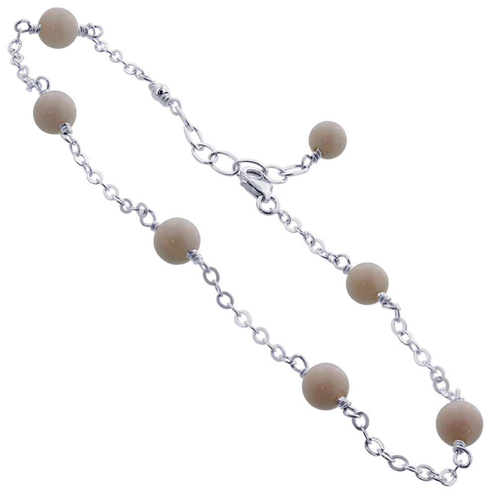 Simulated Agate 925 Sterling Silver Anklet Ankle Bracelets - Gem Avenue