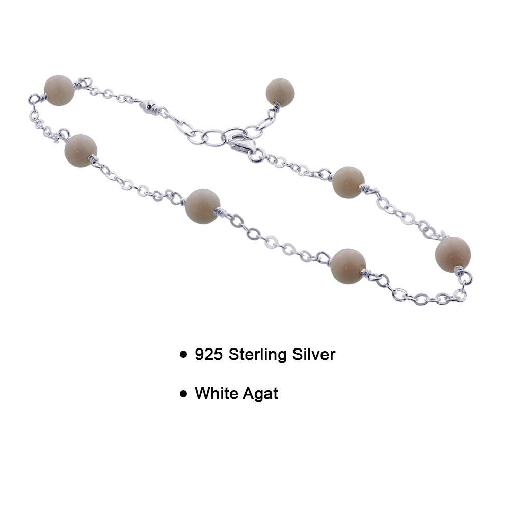 Simulated Agate 925 Sterling Silver Anklet Ankle Bracelets - Gem Avenue