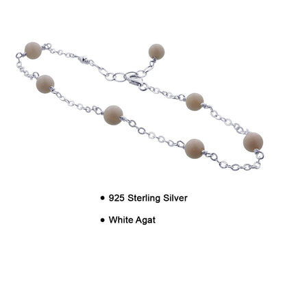 Simulated Agate 925 Sterling Silver Anklet Ankle Bracelets - Gem Avenue