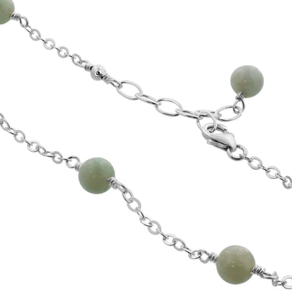 Green Simulated Jade 925 Sterling Silver Anklet Ankle Bracelets - Gem Avenue