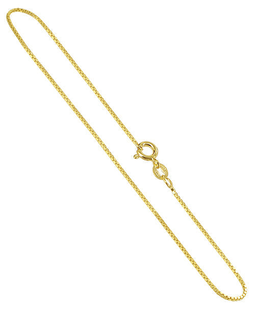 14k Gold over 925 Sterling Silver Vermeil Box Foot Chain Anklet - Gem Avenue