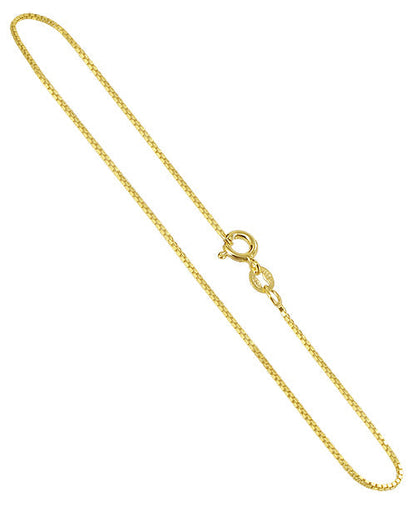 14k Gold over 925 Sterling Silver Vermeil Box Foot Chain Anklet - Gem Avenue