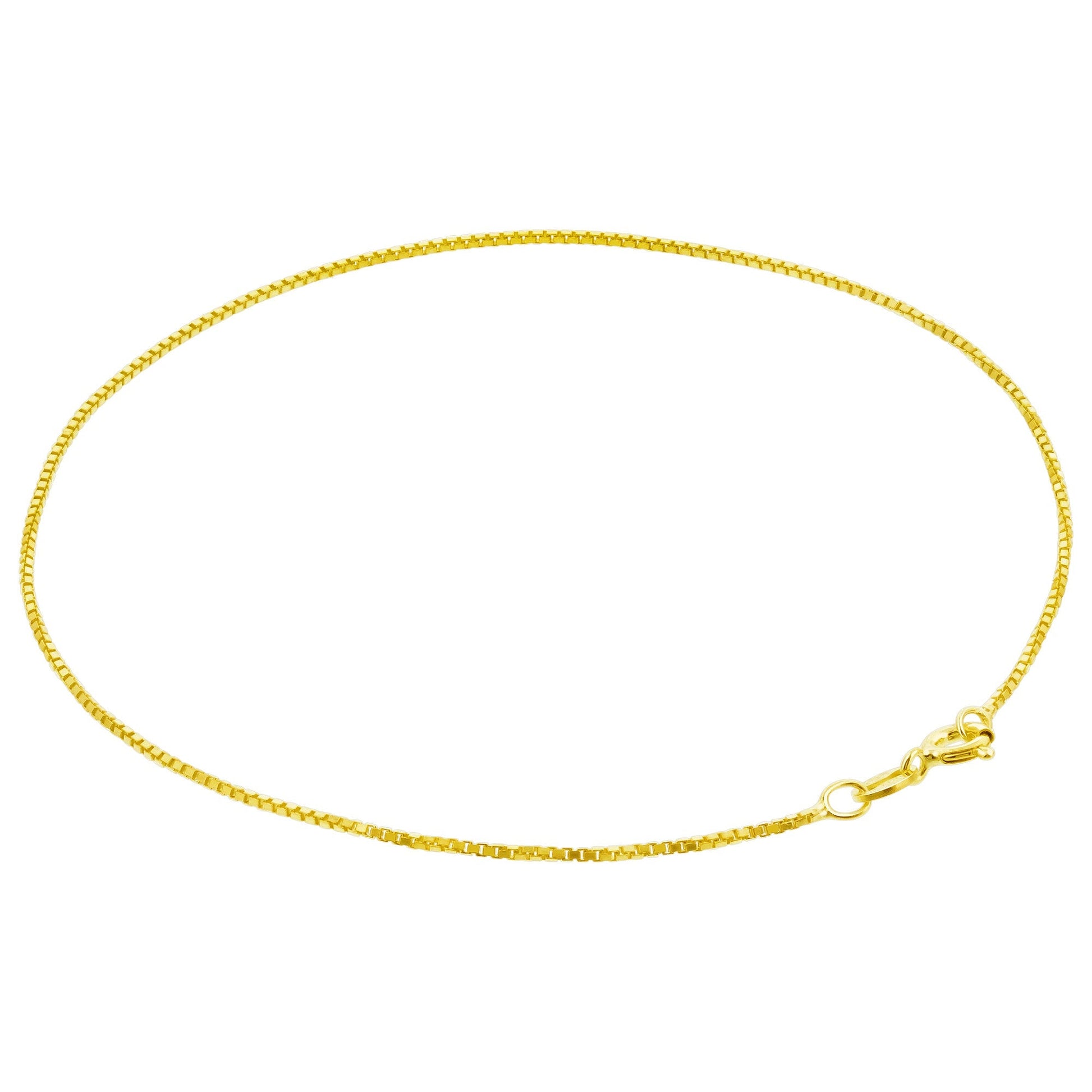 14k Gold over 925 Sterling Silver Vermeil Box Foot Chain Anklet - Gem Avenue