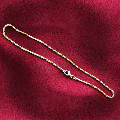 14k Gold over 925 Sterling Silver Vermeil Rope Foot Chain Anklet - Gem Avenue