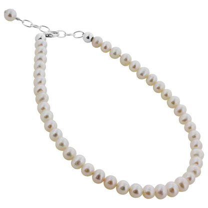 Italian Sterling Silver White Potato imitation Austrian Pearls Bracelets