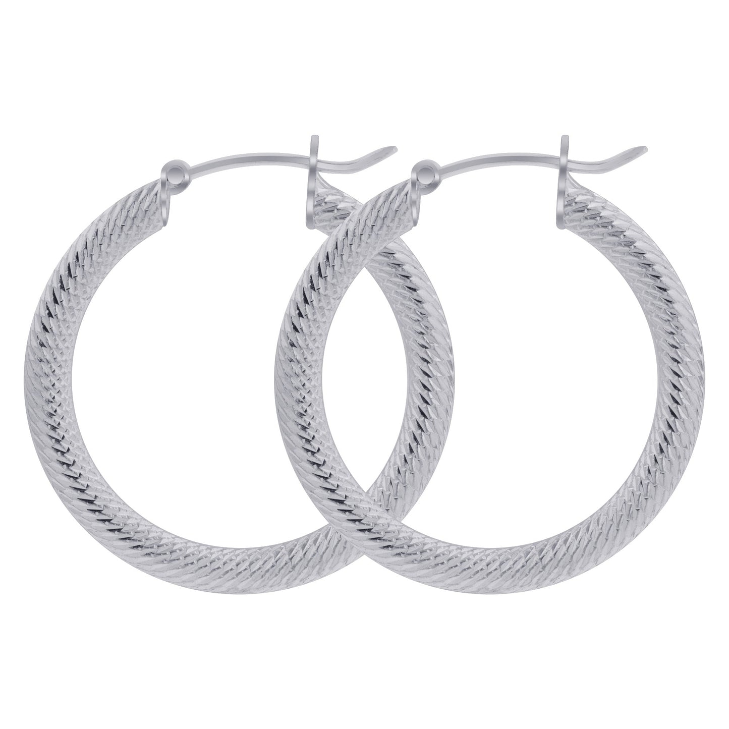 .925 Sterling Silver 4mm Thick Hoop Earrings