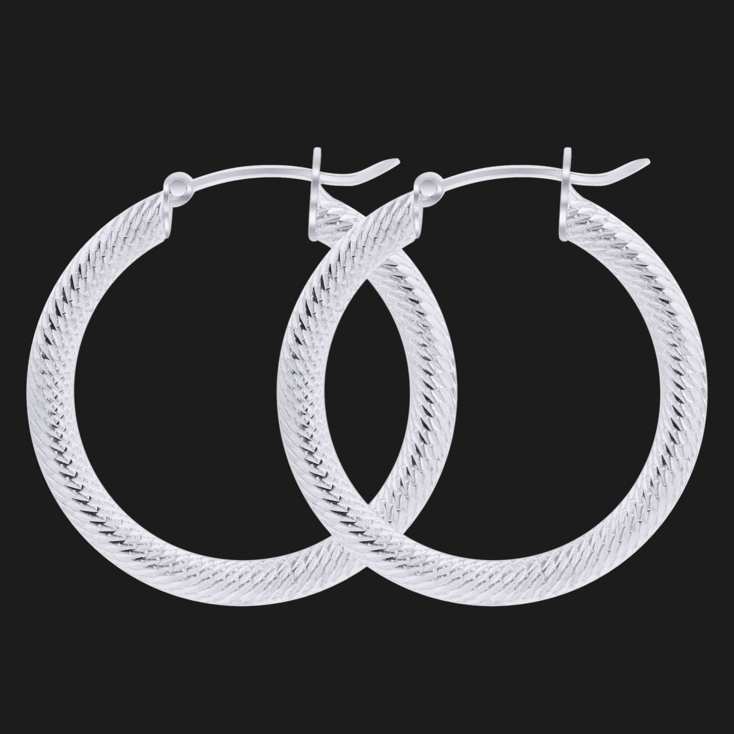 .925 Sterling Silver 4mm Thick Hoop Earrings