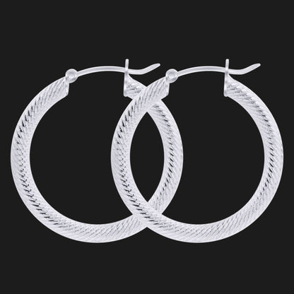 .925 Sterling Silver 4mm Thick Hoop Earrings Classic Everyday Jewelry for Women