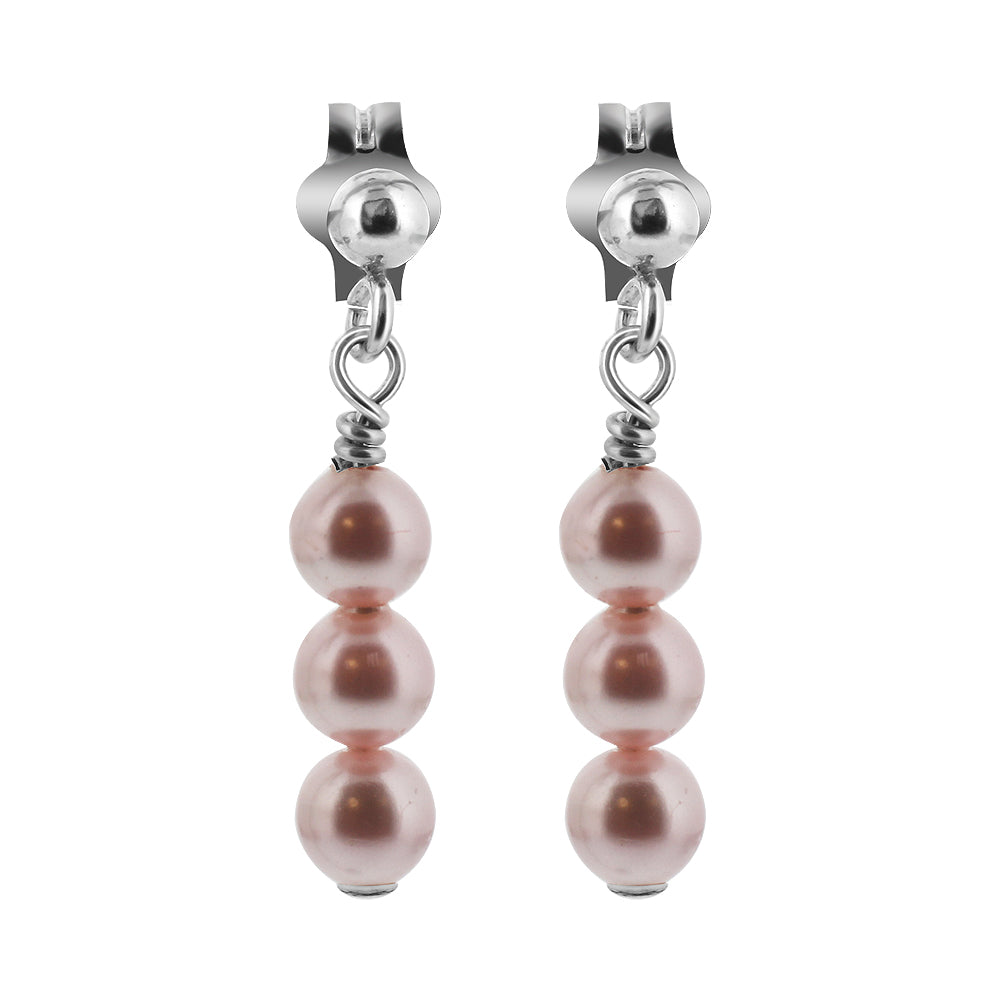 .925 Sterling Silver 4mm Imitation Austrian Pearl Earrings