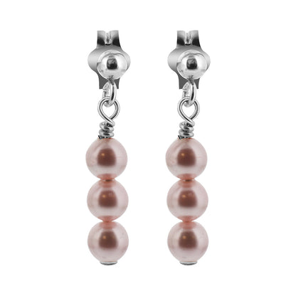 .925 Sterling Silver 4mm Imitation Austrian Pearl Earrings