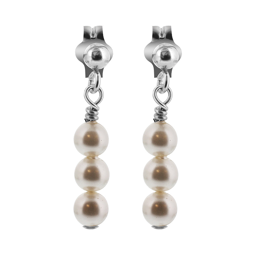 .925 Sterling Silver 4mm Imitation Austrian Pearl Earrings