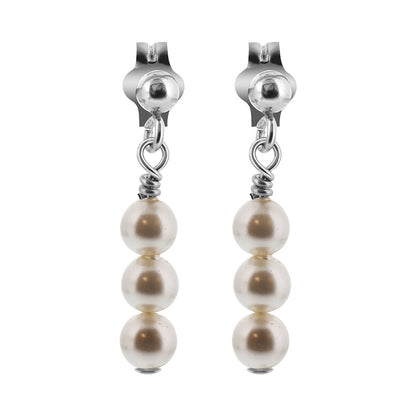 .925 Sterling Silver 4mm Imitation Austrian Pearl Earrings