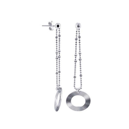 17mm Donut with Beaded Chain 925 Sterling Silver Post Back Dangle Earrings for Women-Gem Avenue