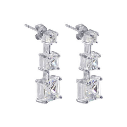 CZ 925 Sterling Silver Post Back Drop Earrings - Gem Avenue