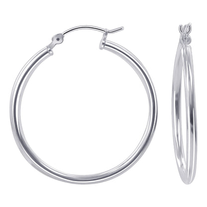 .925 Sterling Silver 2mm 3mm Tube Hoop Earrings