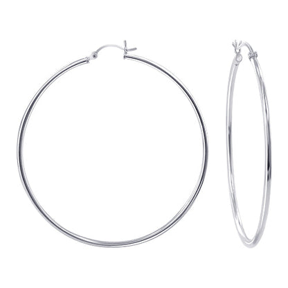 .925 Sterling Silver 2mm 3mm Tube Hoop Earrings