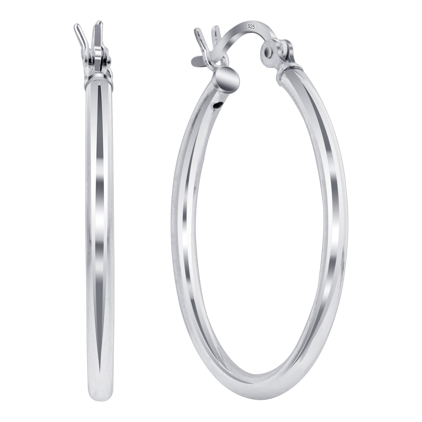.925 Sterling Silver 2mm 3mm Tube Hoop Earrings