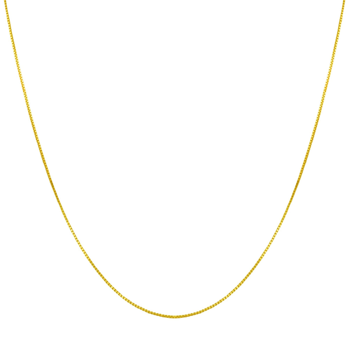 14k Gold 925 Sterling Silver Vermeil Box Chain Necklace - Gem Avenue