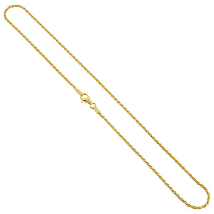 14k Gold over Sterling Silver Vermeil Rope Chain Necklace - Gem Avenue