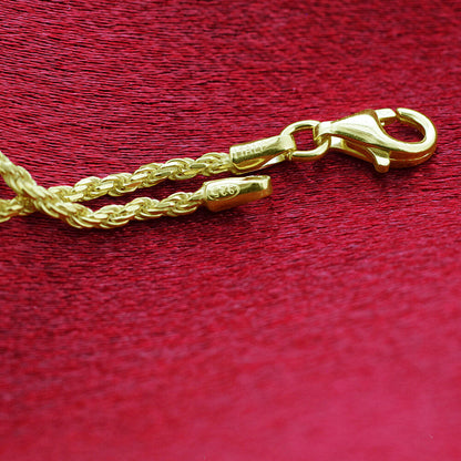 14k Gold over Sterling Silver Vermeil Rope Chain Necklace - Gem Avenue