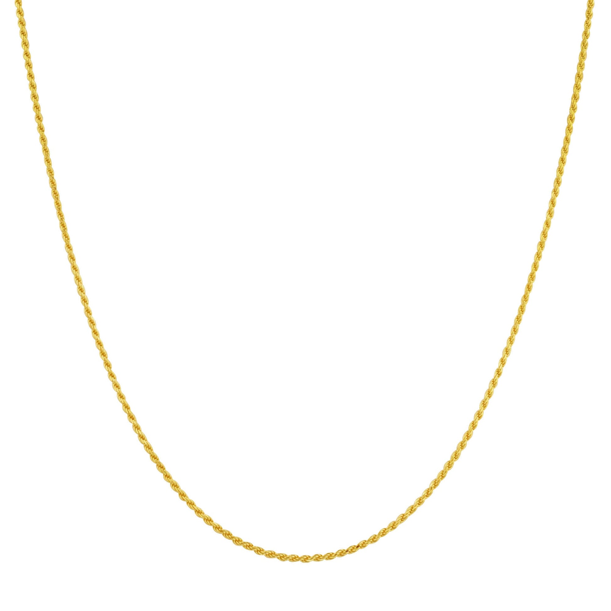 14k Gold over Sterling Silver Vermeil Rope Chain Necklace - Gem Avenue