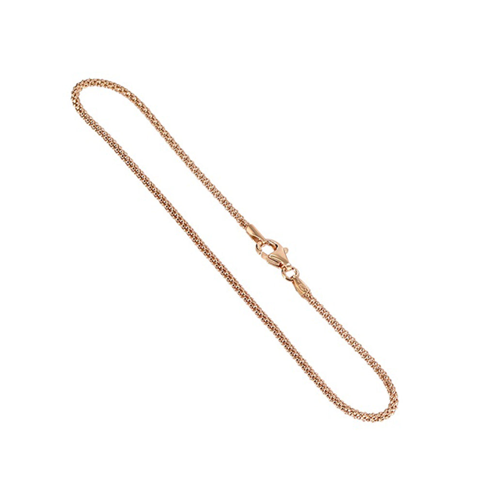 14k Rose Gold Over Italian Silver 1.6mm Popcorn Chain Vermeil Necklace