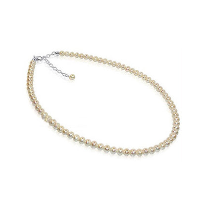 White Freshwater Pearl 925 Sterling Silver Lobster Claw Clasp Necklace - Gem Avenue