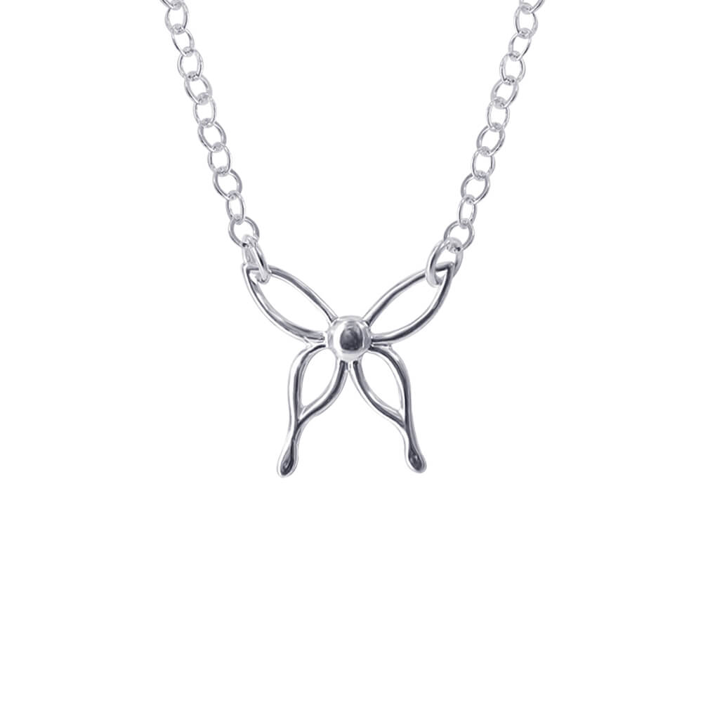 925 Sterling Silver Polished Finish Butterfly Pendant Chain Necklace - Gem Avenue