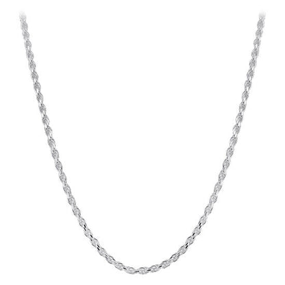 925 Italian Sterling Silver Faceted Cut Rope Chain Necklace - Gem Avenue