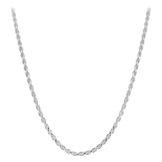 925 Italian Sterling Silver Faceted Cut Rope Chain Necklace - Gem Avenue