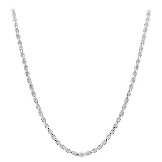 Italian 925 Sterling Silver wide Faceted Cut Rope Chain Necklace - Gem Avenue