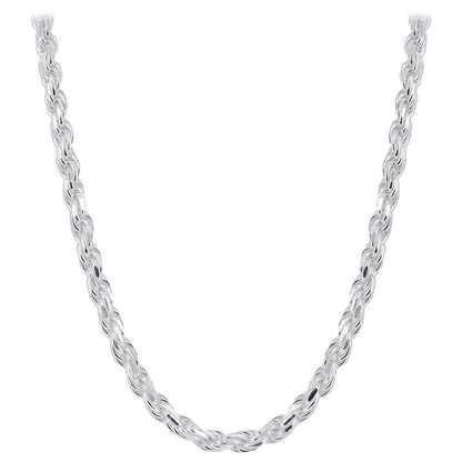 Italian 925 Sterling Silver Faceted Cut Rope Chain Necklace - Gem Avenue