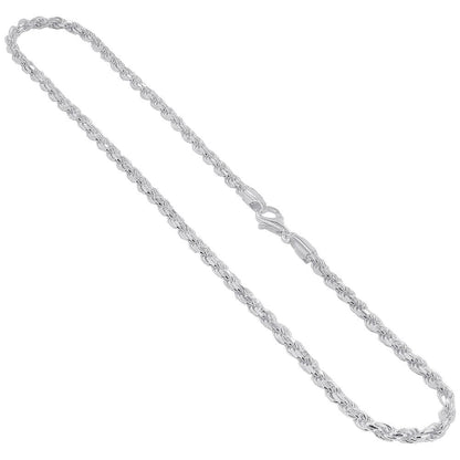Italian 925 Sterling Silver Faceted Cut Rope Chain Necklace - Gem Avenue