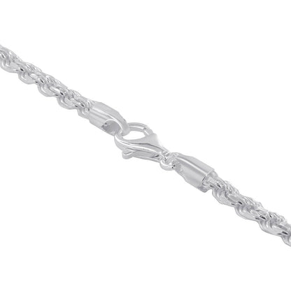 Italian 925 Sterling Silver Faceted Cut Rope Chain Necklace - Gem Avenue