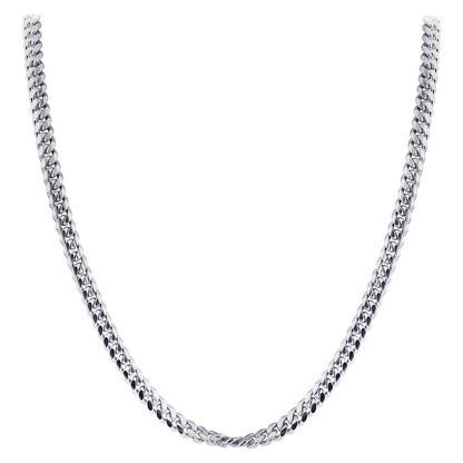 925 Sterling Silver with Rhodium Plating 4mm Curb Cuban Chain Necklace