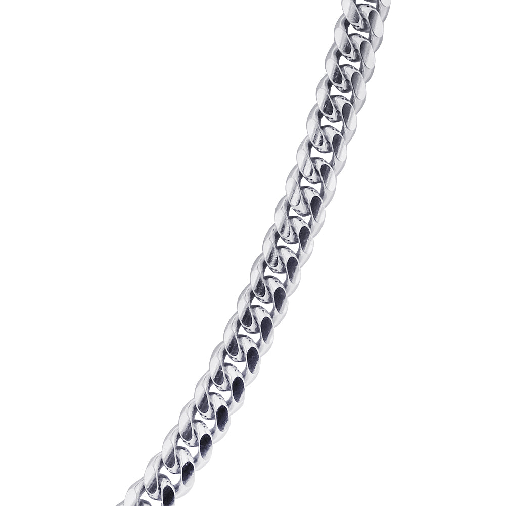 925 Sterling Silver with Rhodium Plating 4mm Curb Cuban Chain Necklace