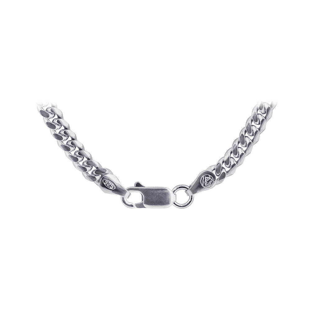 925 Sterling Silver with Rhodium Plating 4mm Curb Cuban Chain Necklace