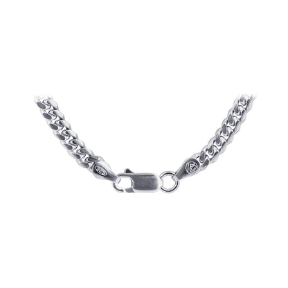 925 Sterling Silver with Rhodium Plating 4mm Curb Cuban Chain Necklace