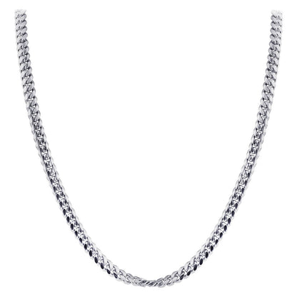 925 Sterling Silver with Rhodium Plating Curb/Cuban Chain Necklace - Gem Avenue