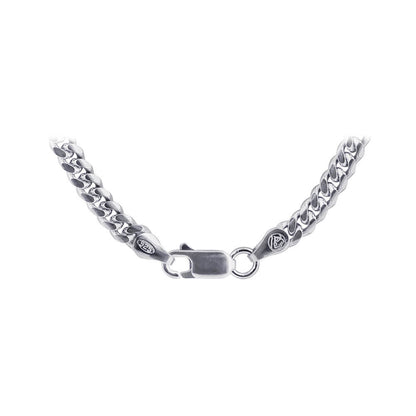 925 Sterling Silver with Rhodium Plating Curb/Cuban Chain Necklace - Gem Avenue