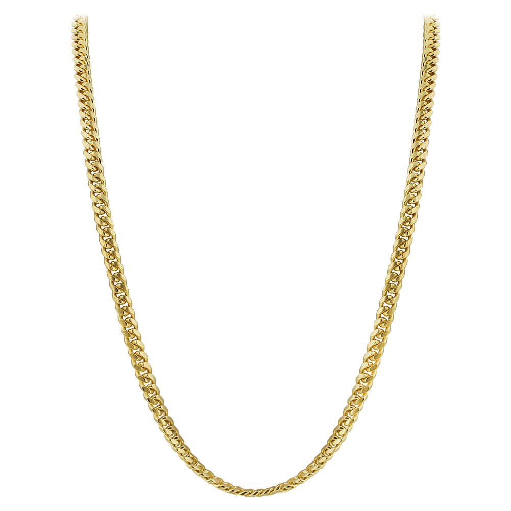Gold Plated Italian 925 Sterling Silver Vermeil Curb/Cuban Chain Necklace - Gem Avenue