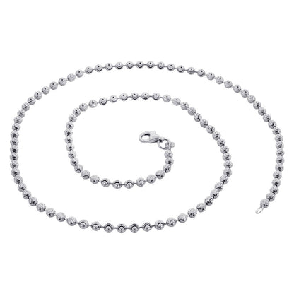 Italian 925 Sterling Silver Rhodium plated Moon Design Chain Necklace - Gem Avenue