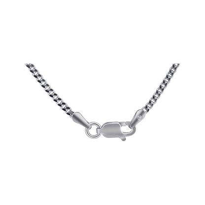 925 Sterling Silver with Rhodium Plating Curb/Cuban Chain Necklace - Gem Avenue