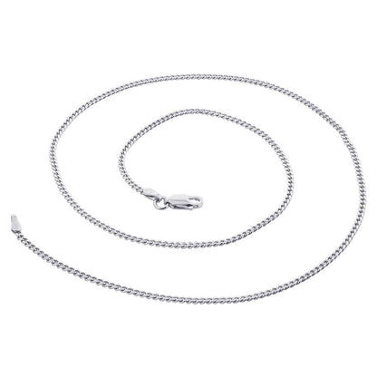 925 Sterling Silver with Rhodium Plating Curb/Cuban Chain Necklace - Gem Avenue