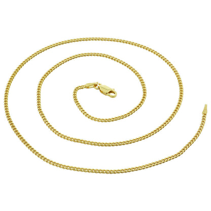 Gold Plated 925 Sterling Silver Vermeil Curb/Cuban Chain Necklace - Gem Avenue