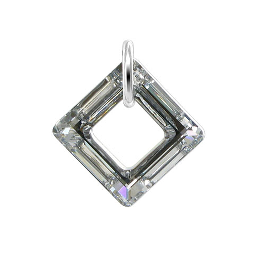 .925 Sterling Silver Pendant with Square Shape Austrian Crystal