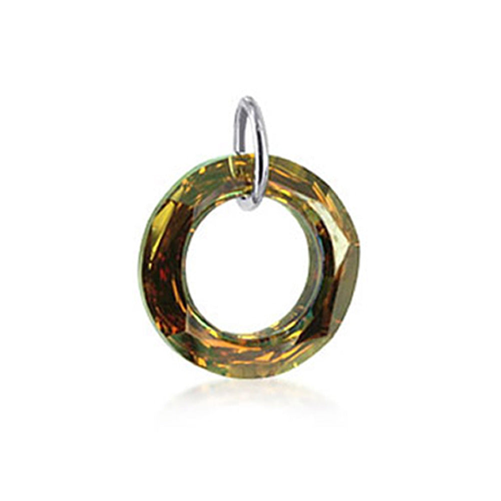 .925 Sterling Silver Pendant with Donut Shape Austrian Crystal