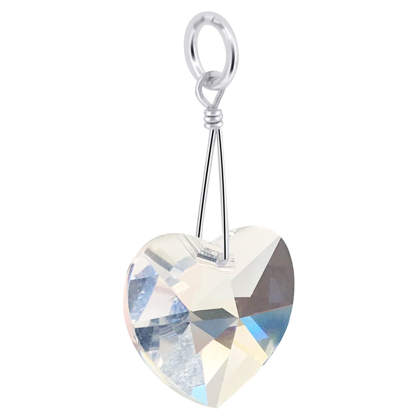 .925 Silver Pendant with Heart Shape Multifaceted Austrian Crystals